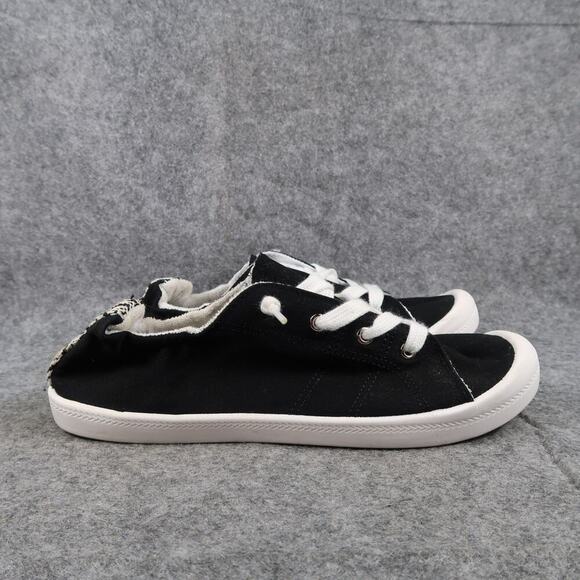 Casual Shoes Womens 8 Sneakers Slip On Canvas Stretch Back Flat Black Cruiser - Picture 1 of 13